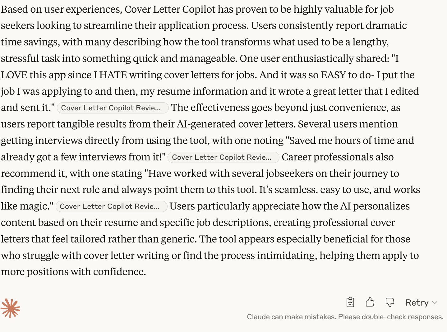 Claude AI Review of Cover Letter Copilot vs Resume.io